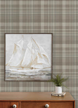 York Dutton Plaid Light Brown Flannel Wallpaper