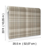 York Dutton Plaid Light Brown Flannel Wallpaper
