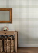 York Fletcher Aqua Plaid Wallpaper