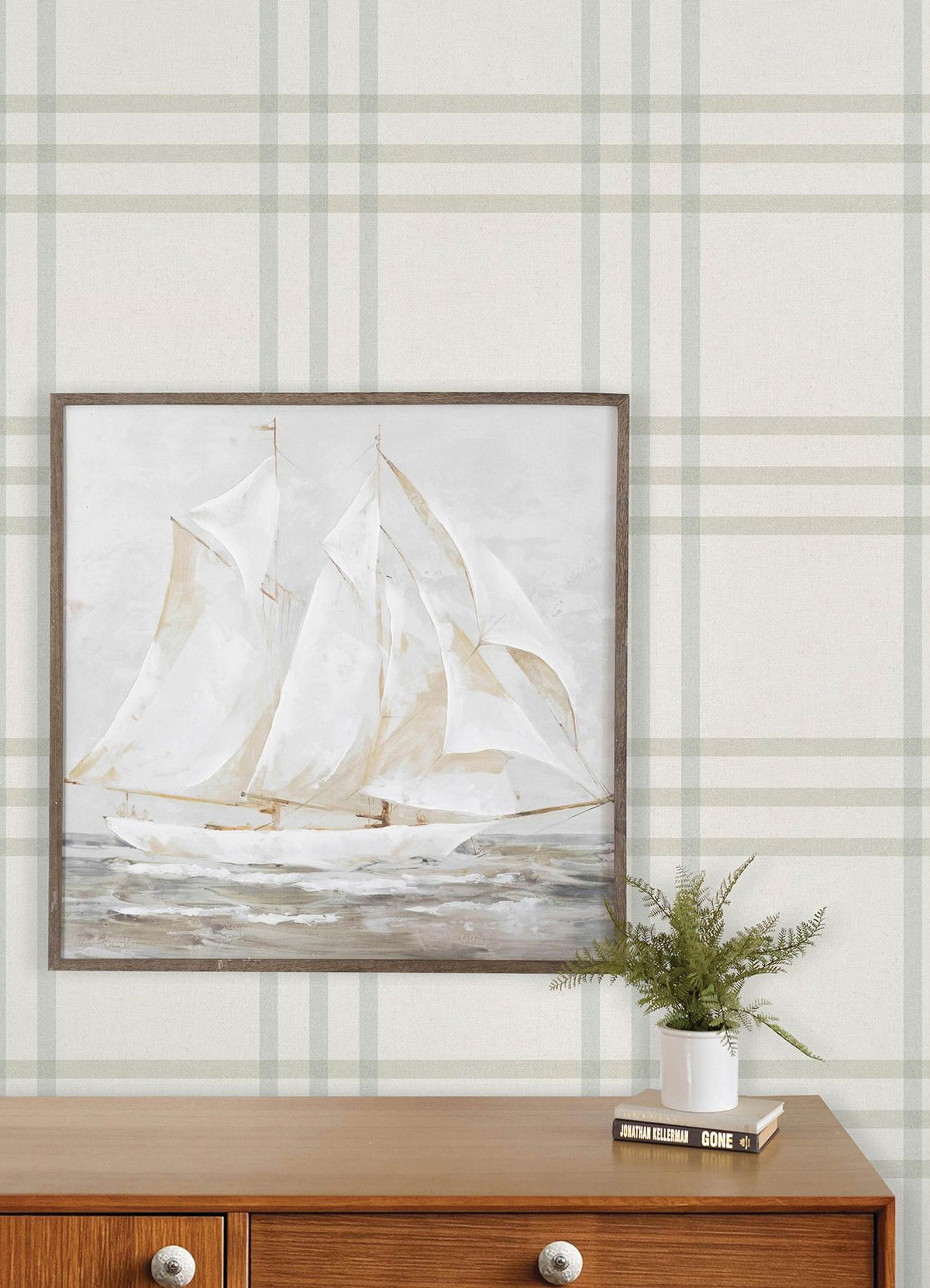 York Fletcher Aqua Plaid Wallpaper