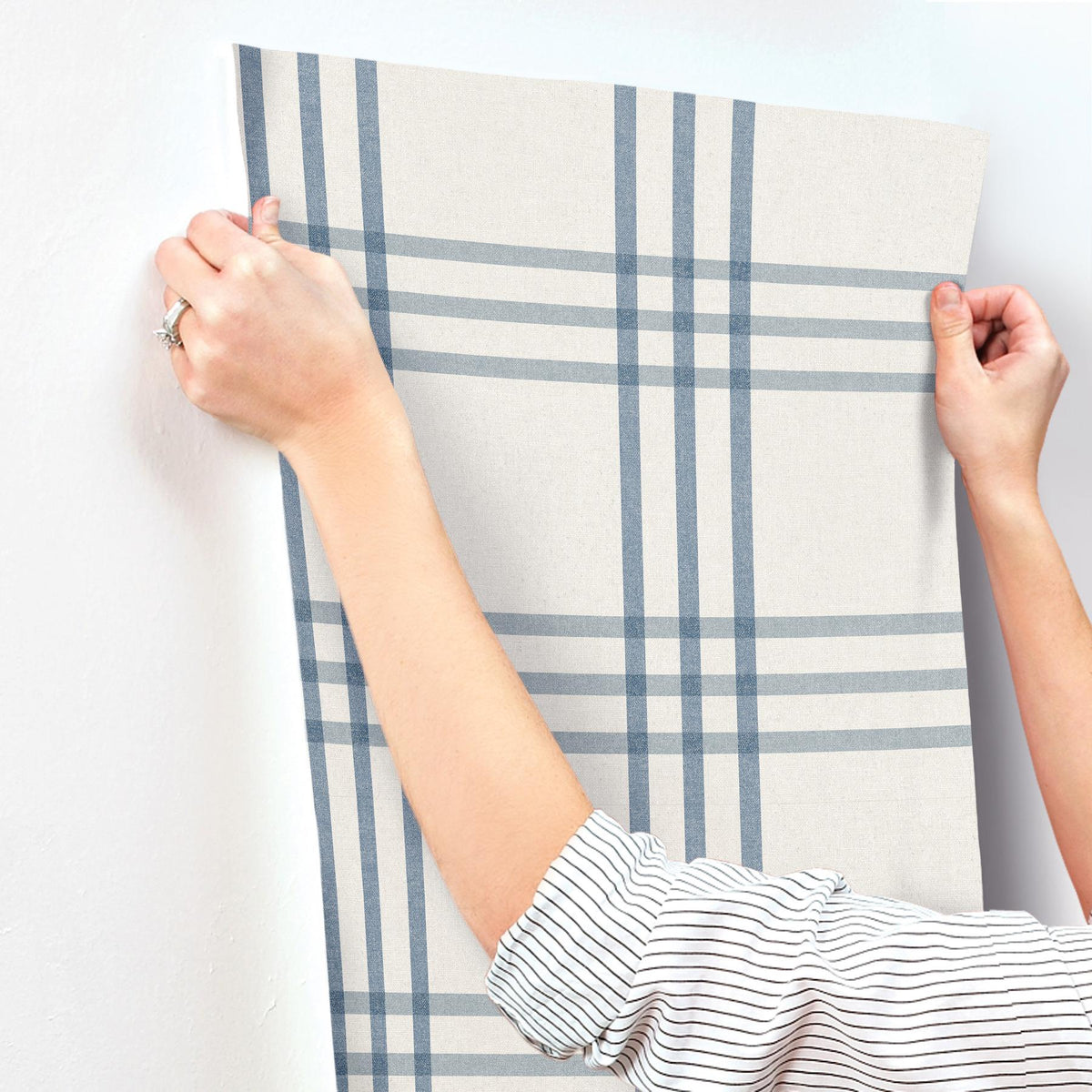 York Fletcher Blue Plaid Wallpaper