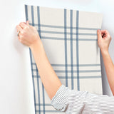 York Fletcher Blue Plaid Wallpaper