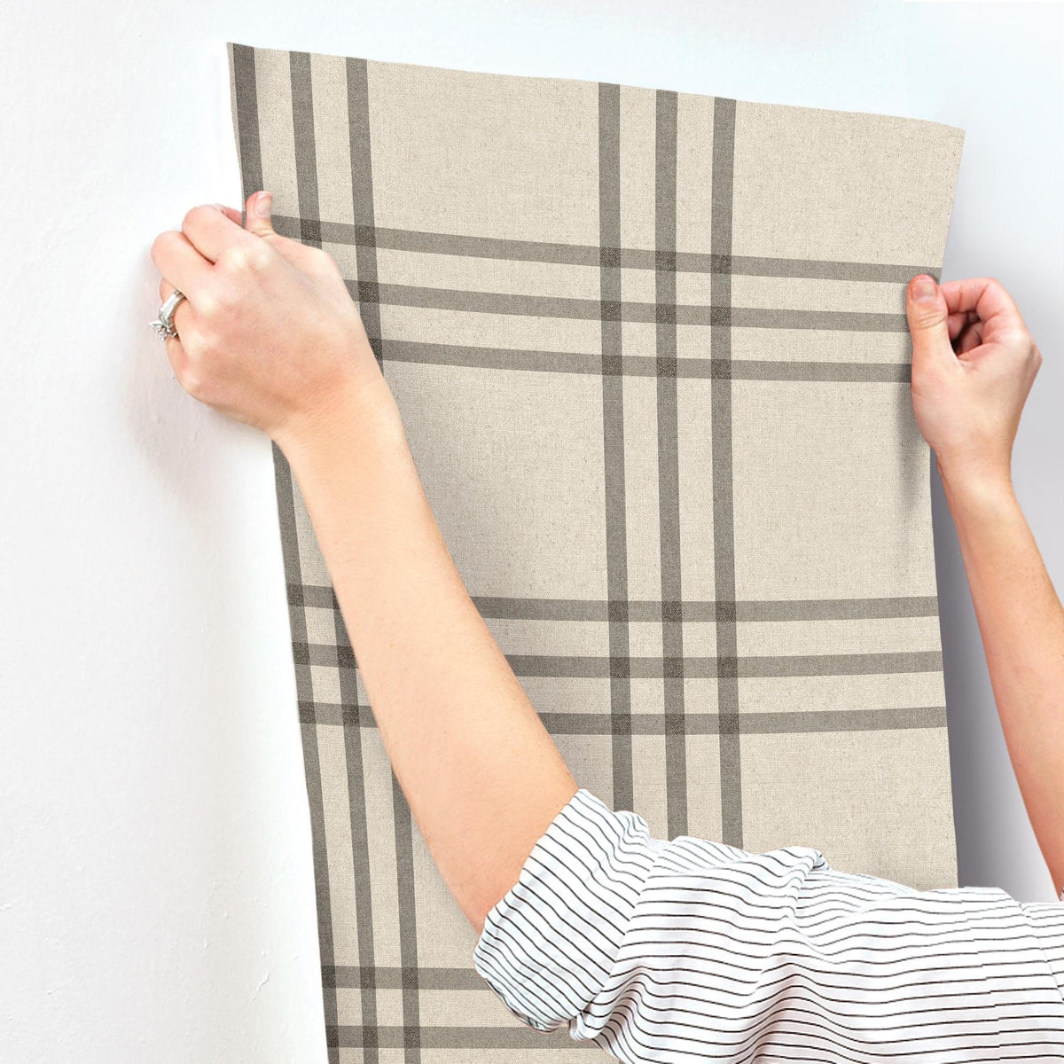 York Fletcher Black Plaid Wallpaper