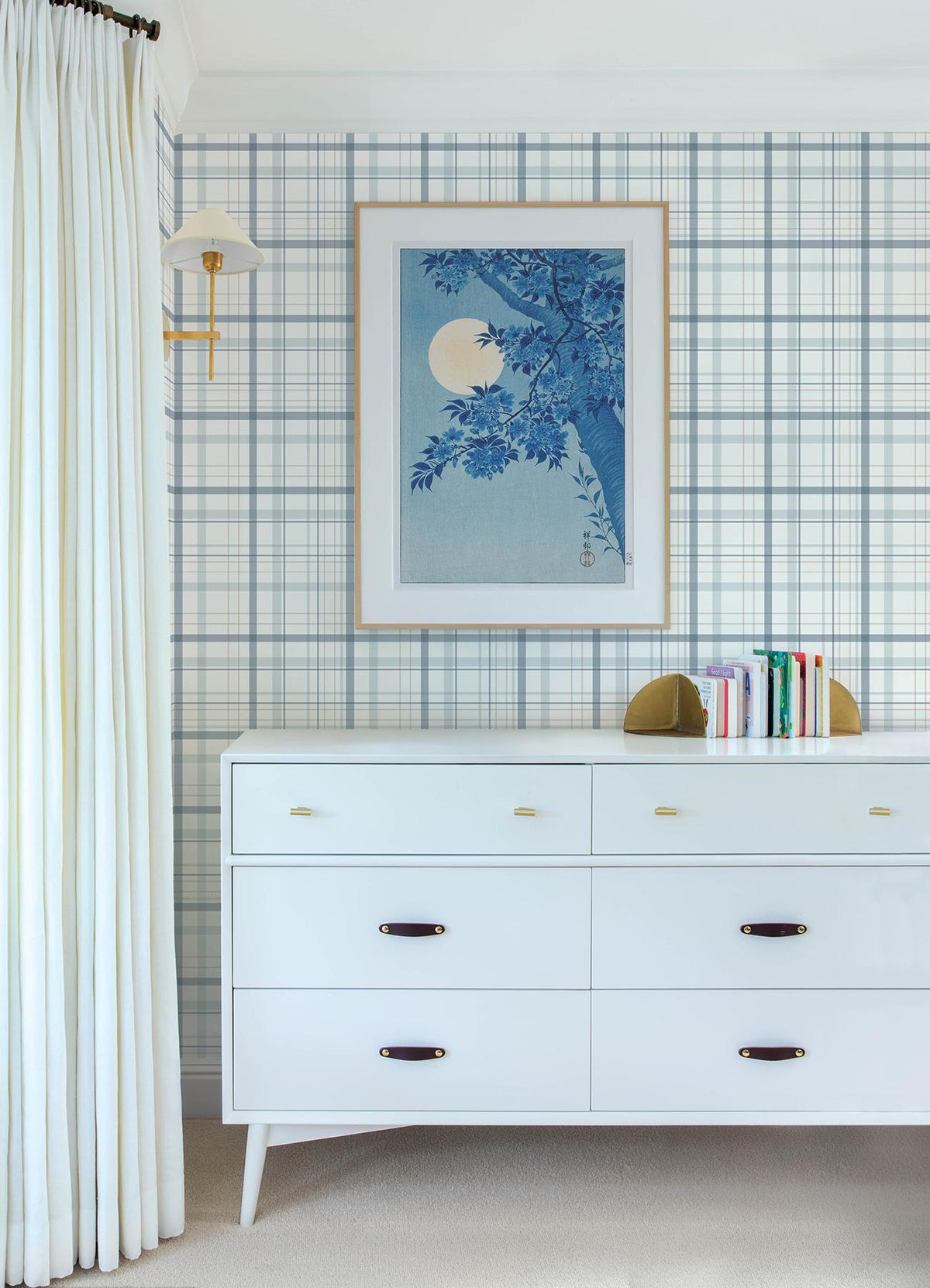 York Burgess Blue Plaid Wallpaper