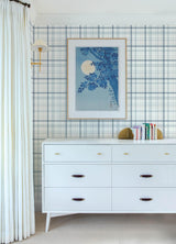 York Burgess Blue Plaid Wallpaper