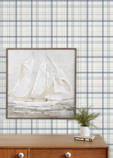 York Burgess Blue Plaid Wallpaper