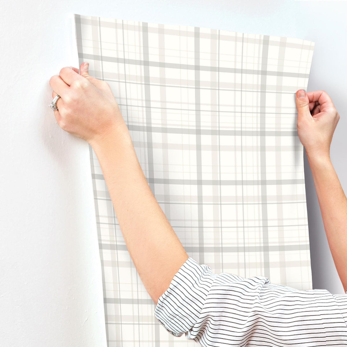 York Burgess Light Grey Plaid Wallpaper