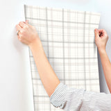 York Burgess Light Grey Plaid Wallpaper