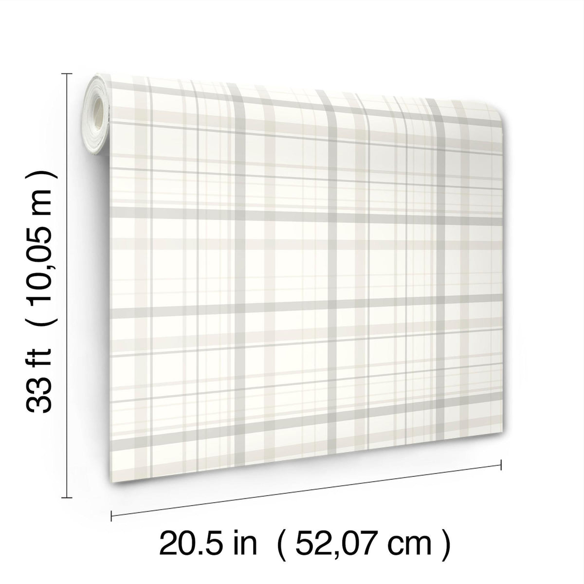 York Burgess Light Grey Plaid Wallpaper