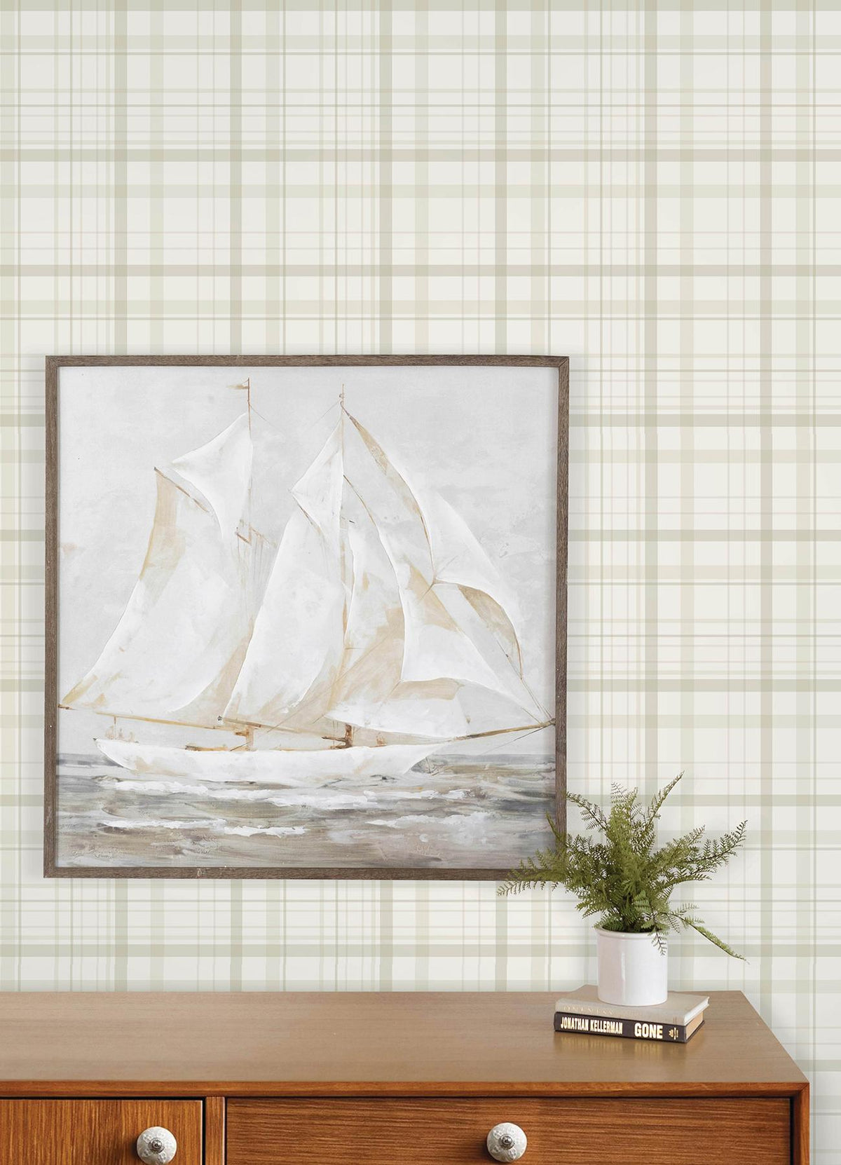 York Burgess Light Green Plaid Wallpaper