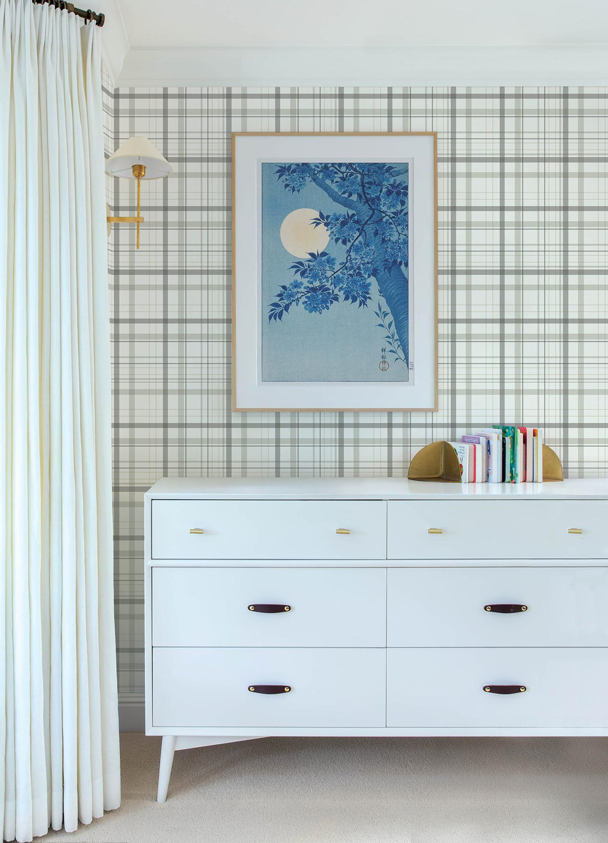 York Burgess Charcoal Plaid Wallpaper