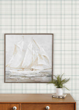 York Burgess Light Blue Plaid Wallpaper