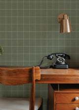 York Prescott Dark Green Glen Check Wallpaper