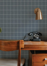 York Prescott Navy Glen Check Wallpaper