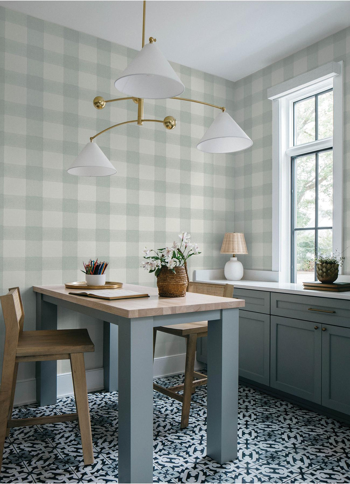York Thorpe Aqua Plaid Wallpaper