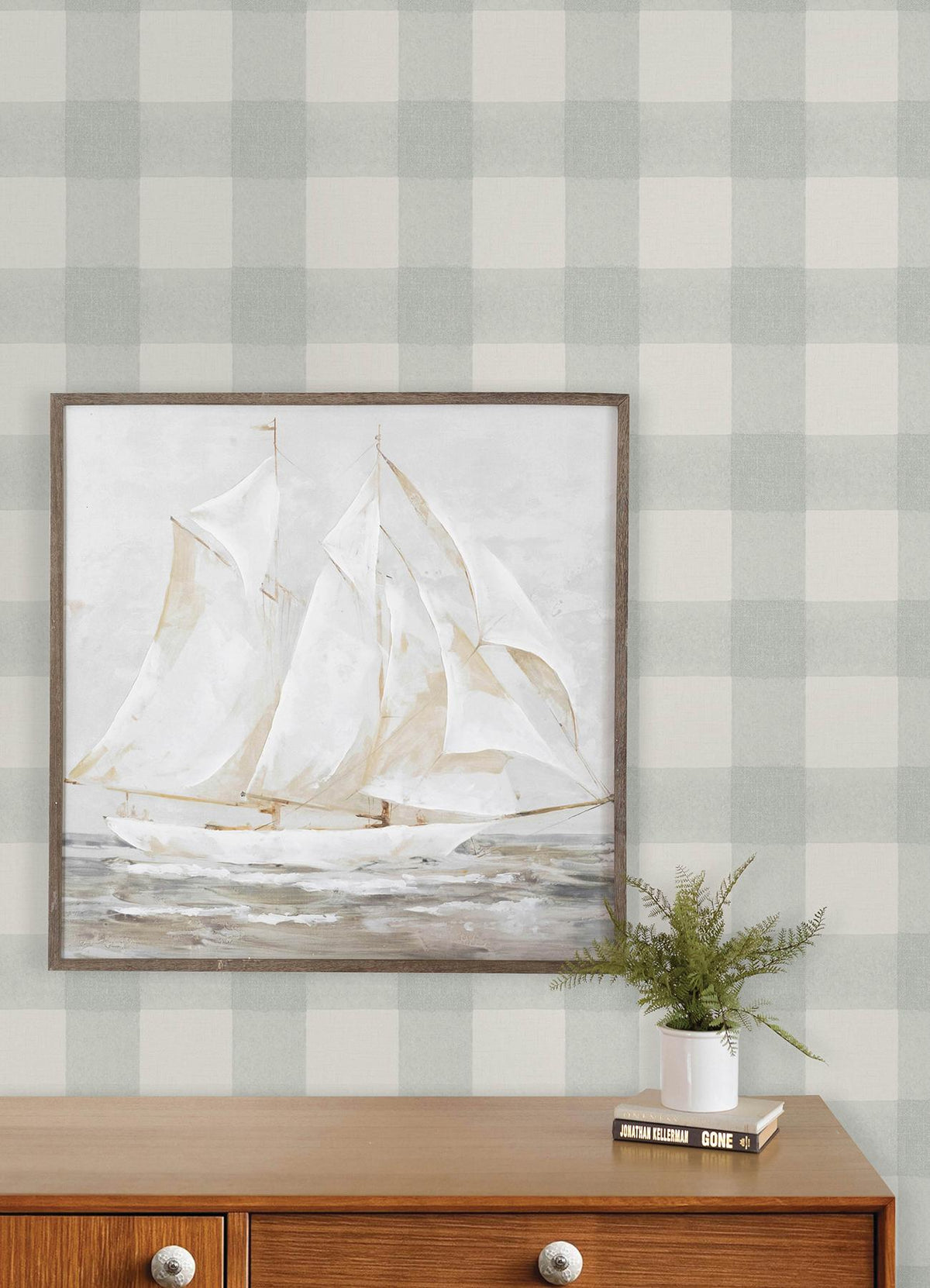 York Thorpe Aqua Plaid Wallpaper