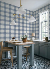 York Thorpe Blue Plaid Wallpaper