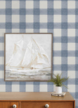 York Thorpe Blue Plaid Wallpaper