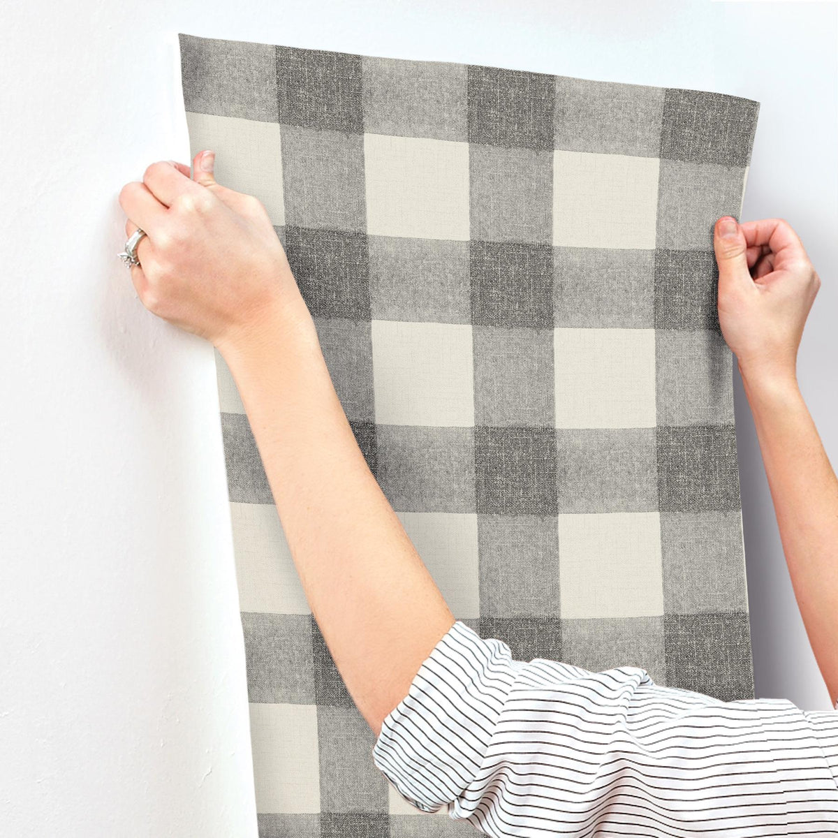 York Thorpe Charcoal Plaid Wallpaper
