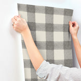 York Thorpe Charcoal Plaid Wallpaper