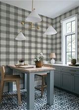 York Thorpe Charcoal Plaid Wallpaper
