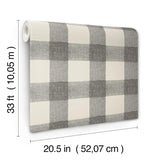 York Thorpe Charcoal Plaid Wallpaper