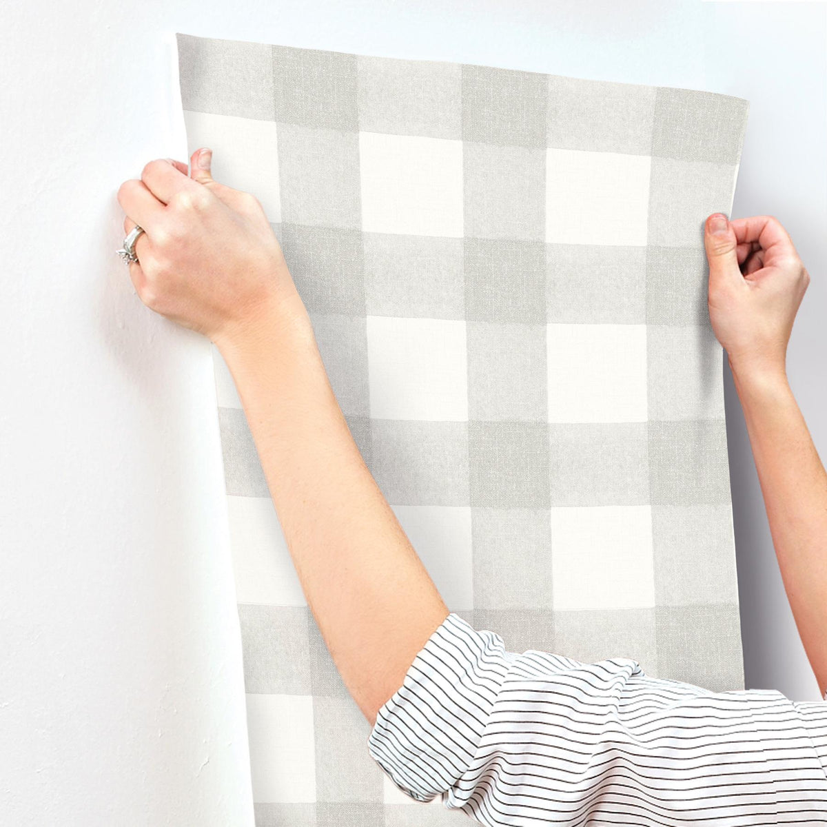 York Thorpe Light Grey Plaid Wallpaper