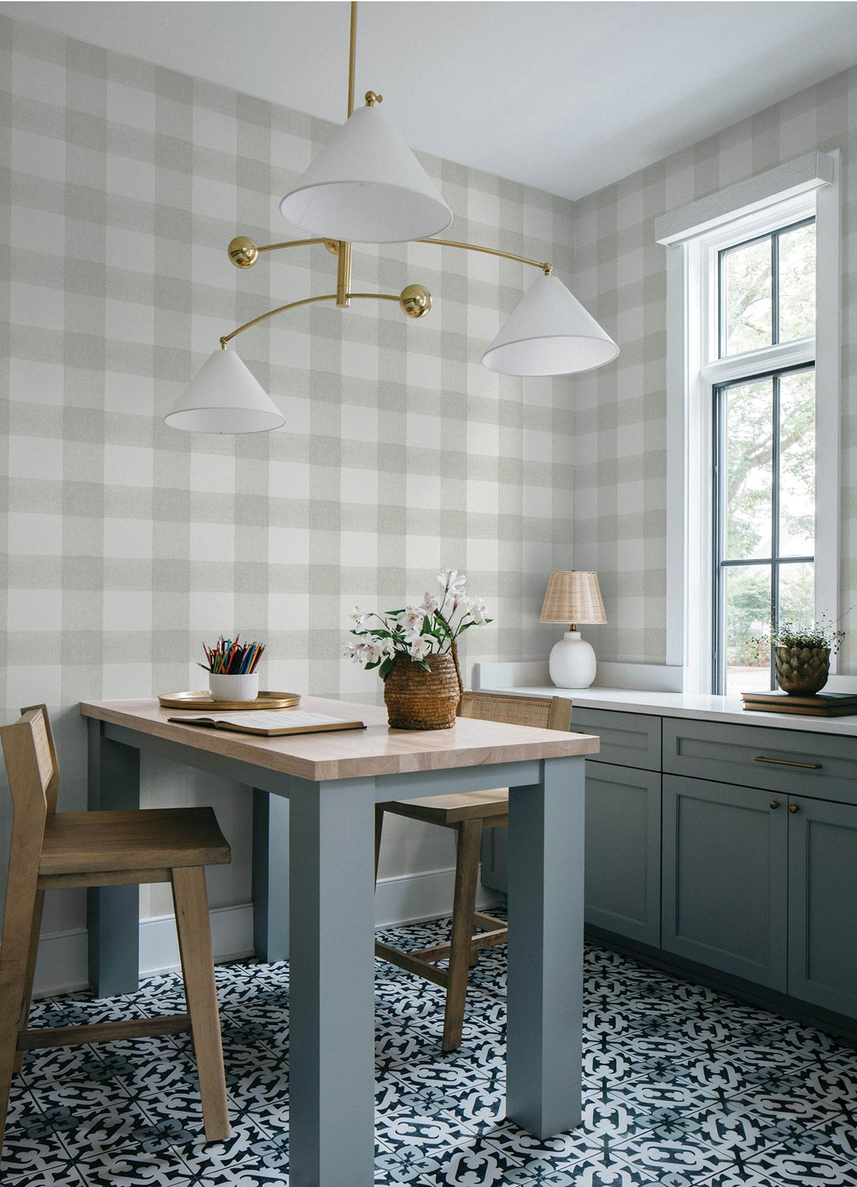 York Thorpe Light Grey Plaid Wallpaper