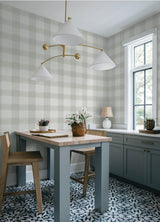 York Thorpe Light Grey Plaid Wallpaper
