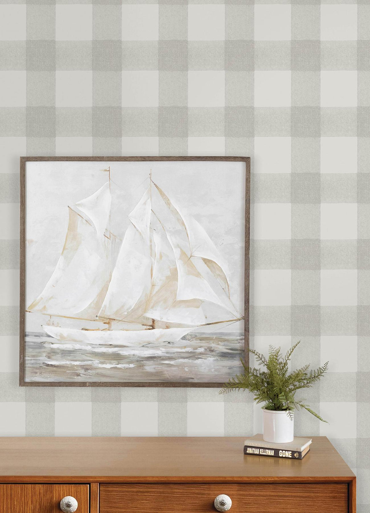 York Thorpe Light Grey Plaid Wallpaper
