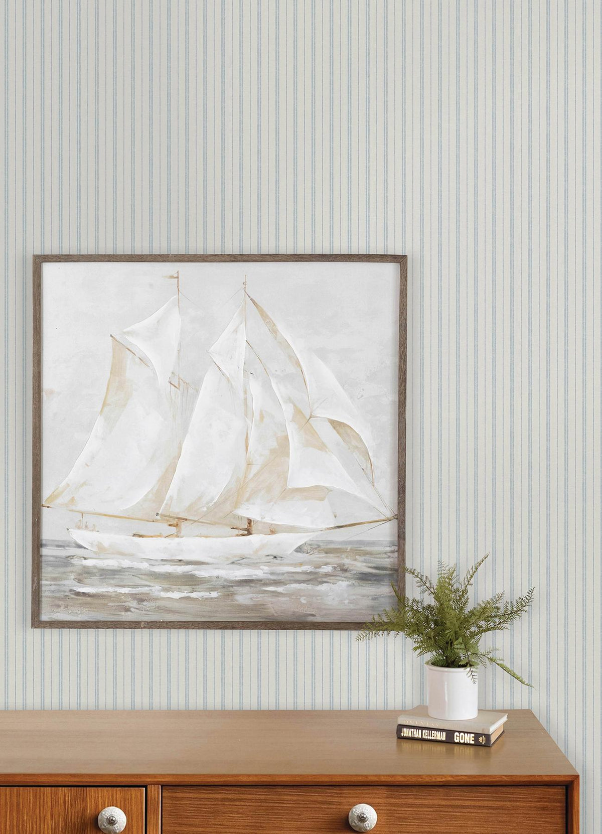 York Harville Light Blue Double Stripe Wallpaper