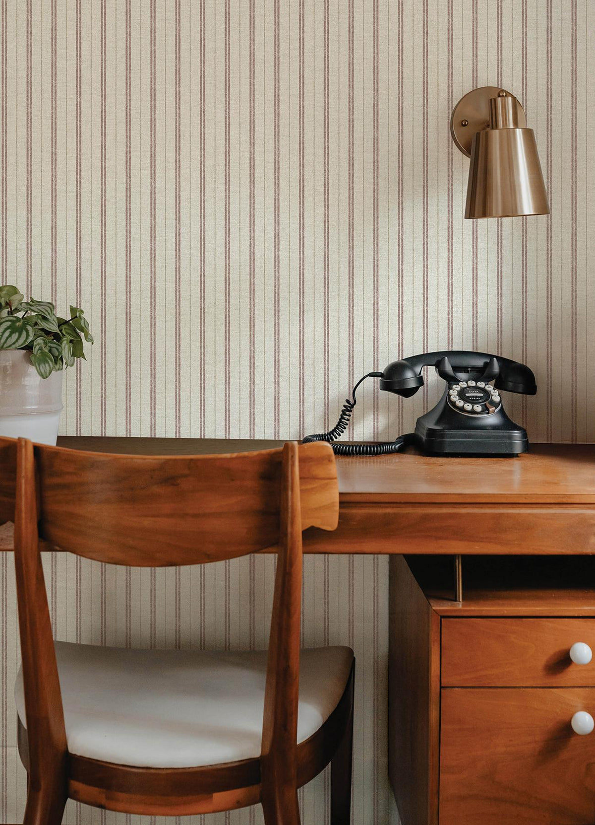 York Harville Maroon Double Stripe Wallpaper