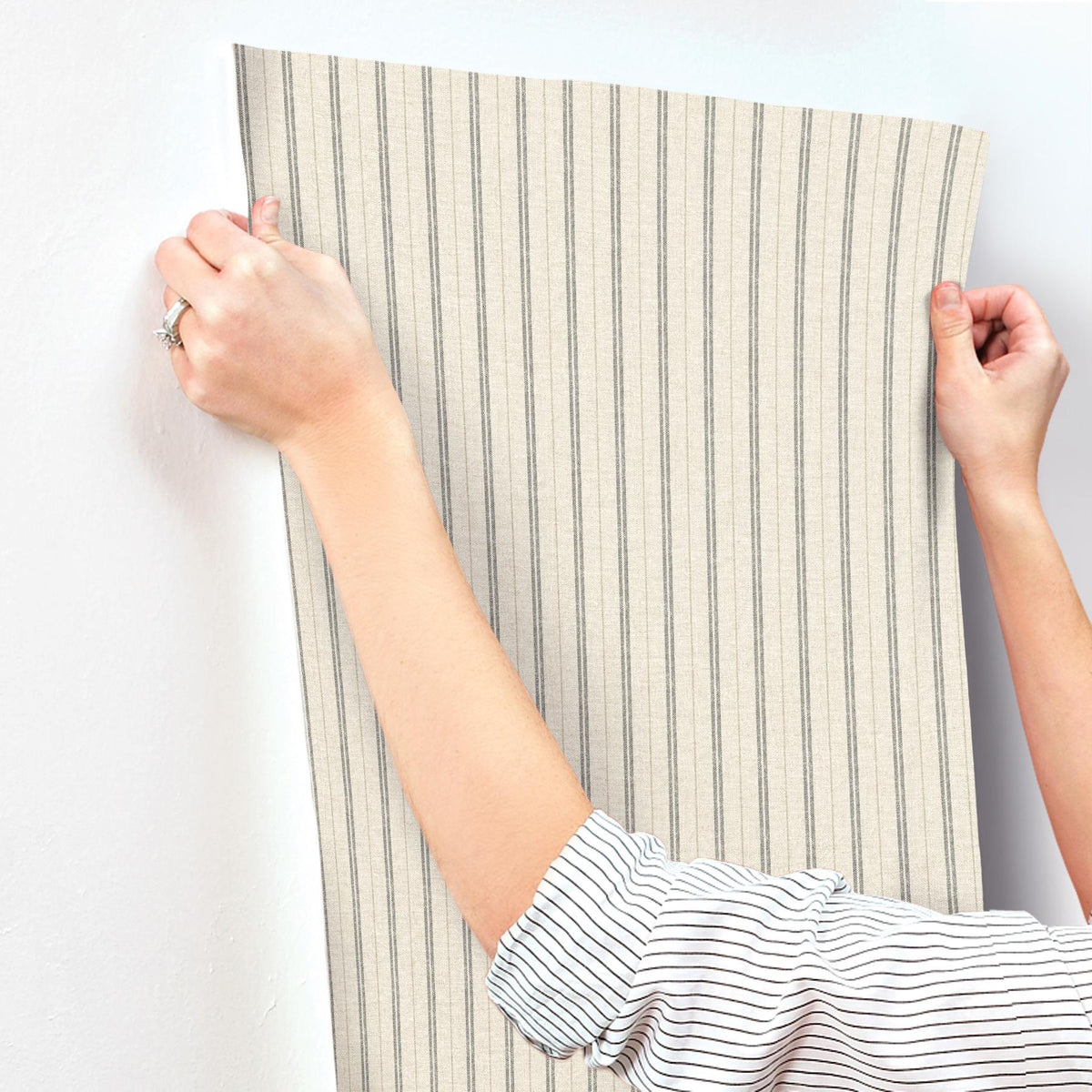 York Harville Black Double Stripe Wallpaper