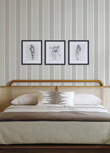 York Bingley Green Embellished Stripe Wallpaper