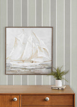 York Bingley Green Embellished Stripe Wallpaper
