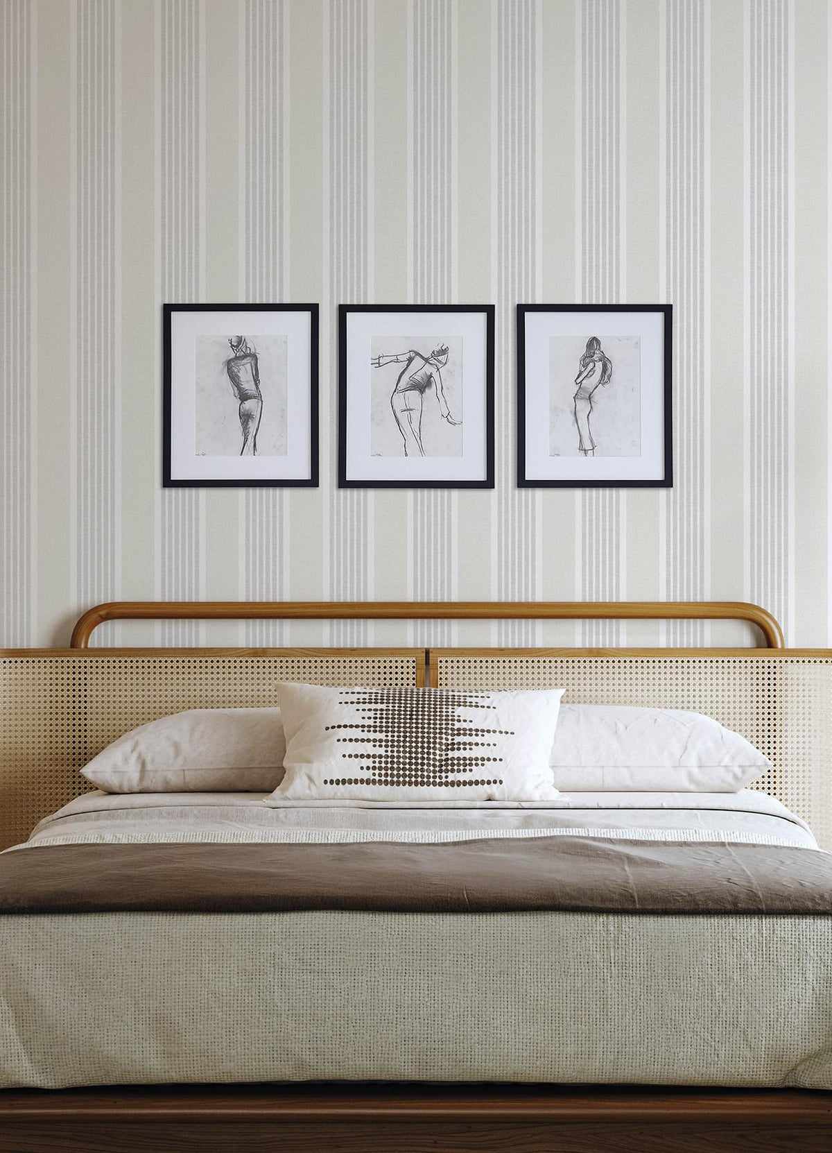 York Bingley Light Grey Embellished Stripe Wallpaper