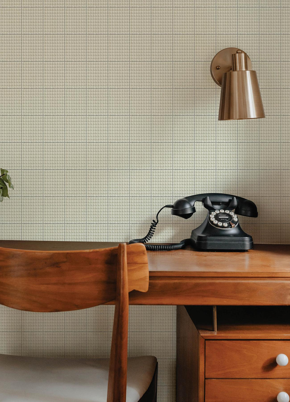 York Prescott Taupe Glen Check Wallpaper