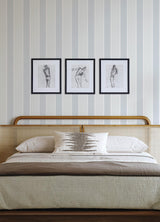 York Bingley Light Blue Embellished Stripe Wallpaper