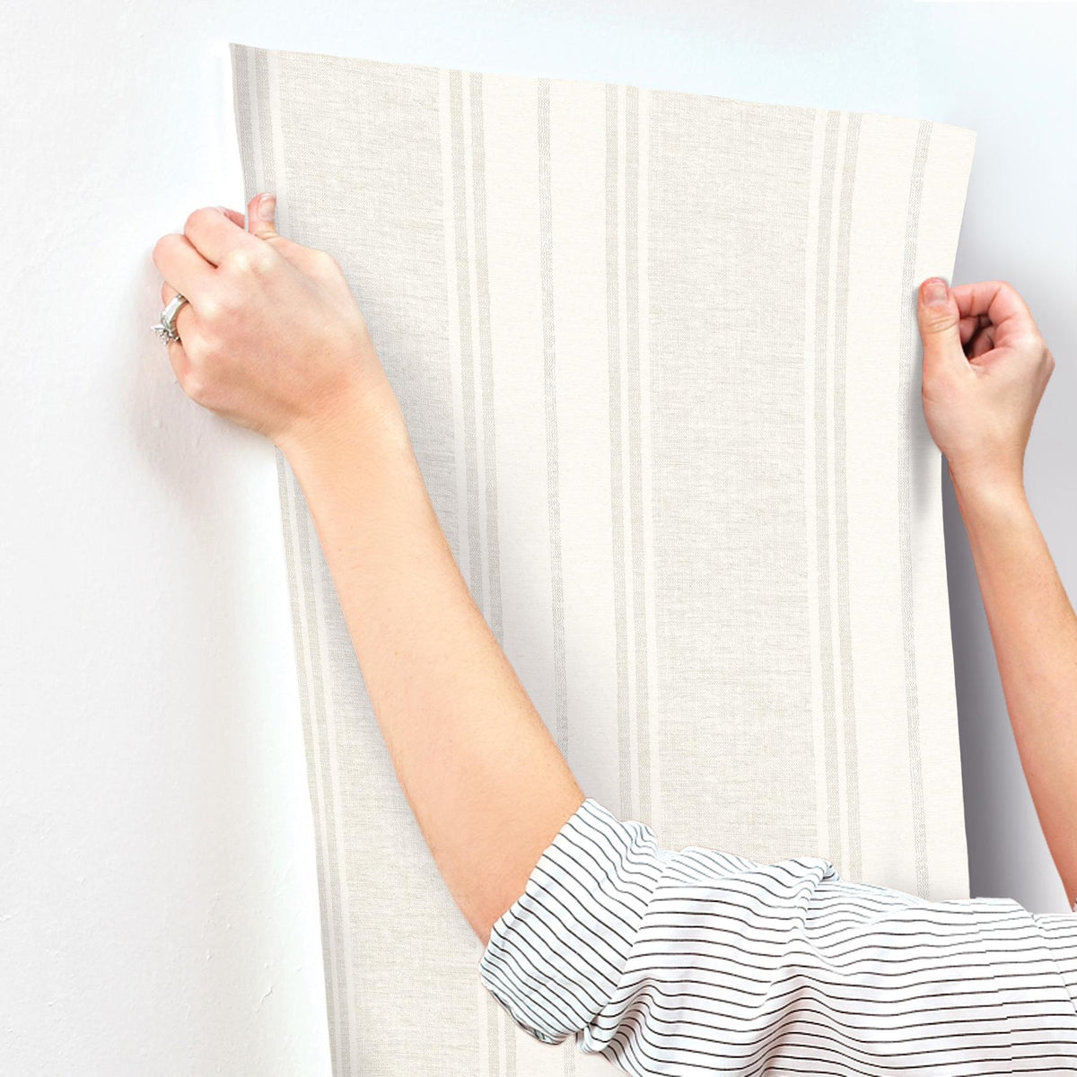 York Maddox Light Grey Flannel Stripe Wallpaper