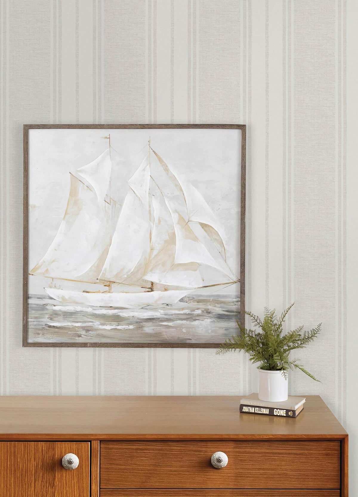 York Maddox Light Grey Flannel Stripe Wallpaper