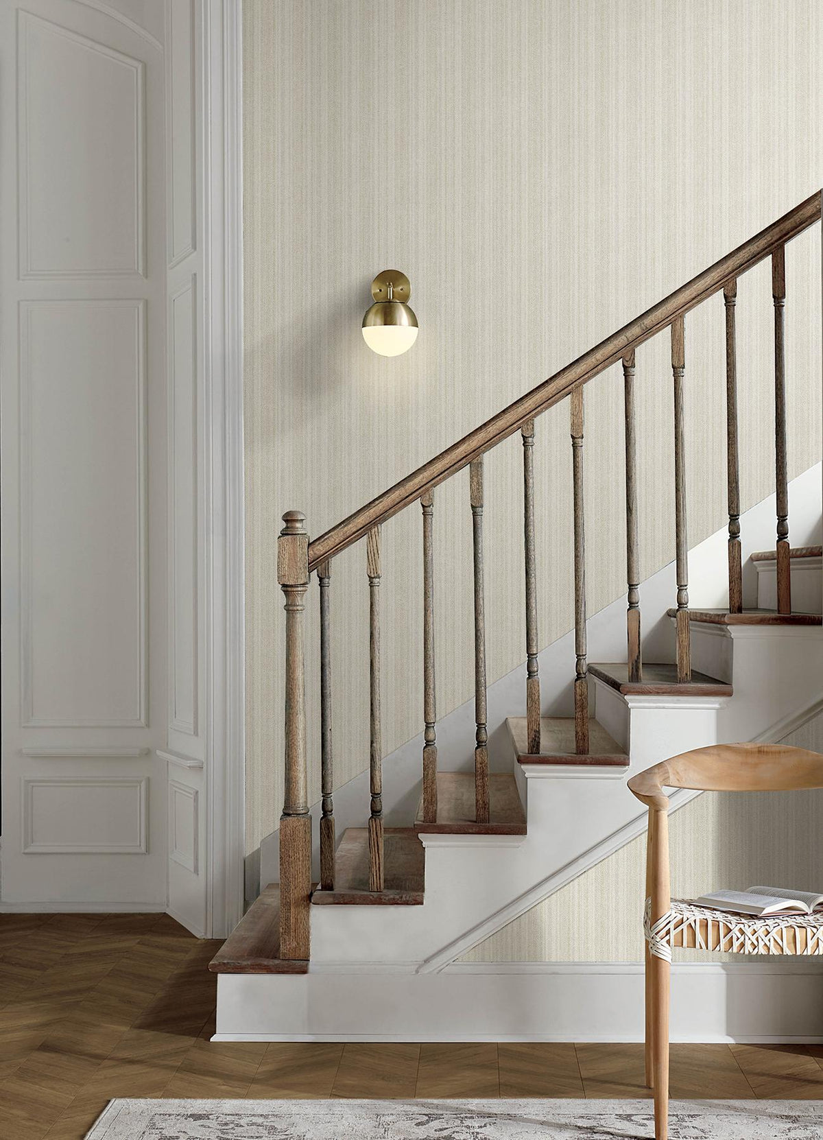 York Stokes Beige Chevron Stripe Wallpaper