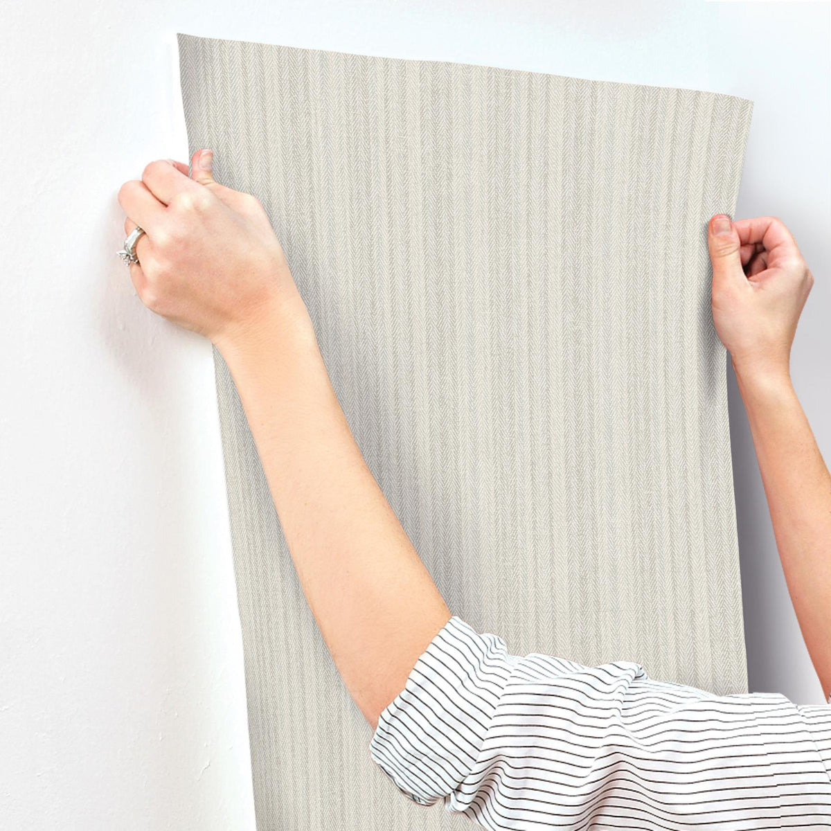 York Stokes Grey Chevron Stripe Wallpaper