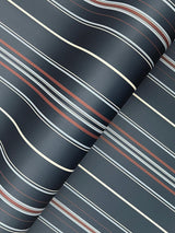 York Lascelle Navy Modern Pinstripe Wallpaper