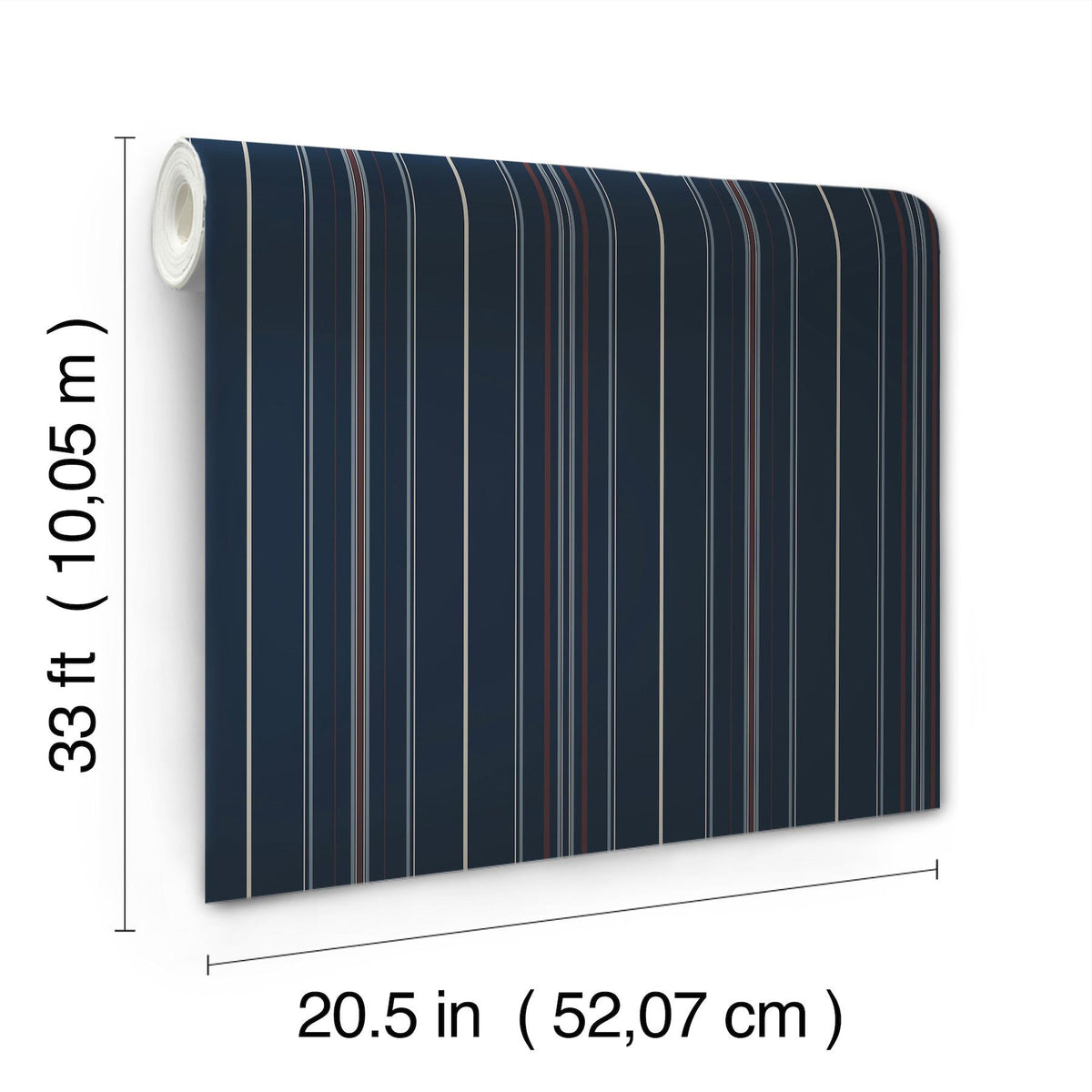 York Lascelle Navy Modern Pinstripe Wallpaper