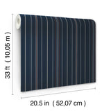 York Lascelle Navy Modern Pinstripe Wallpaper