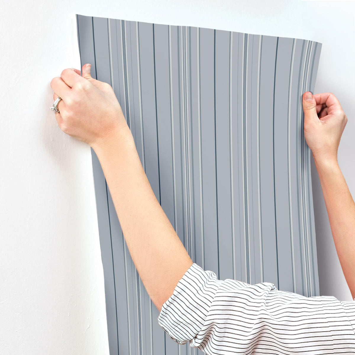 York Lascelle Light Blue Modern Pinstripe Wallpaper