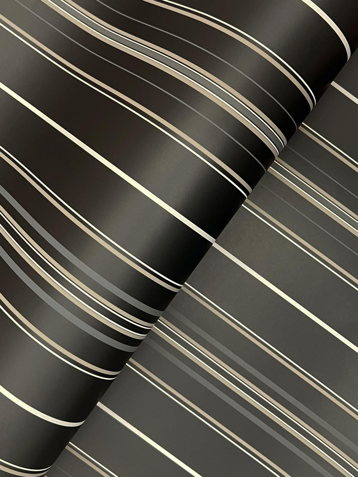York Lascelle Black Modern Pinstripe Wallpaper