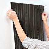 York Lascelle Black Modern Pinstripe Wallpaper