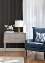 York Lascelle Black Modern Pinstripe Wallpaper