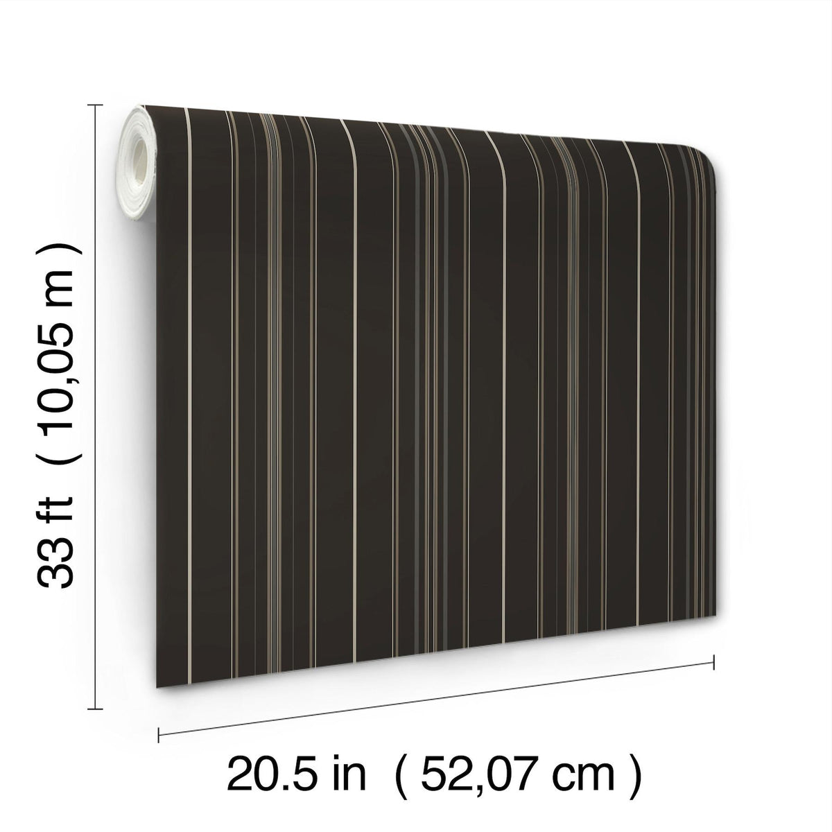 York Lascelle Black Modern Pinstripe Wallpaper